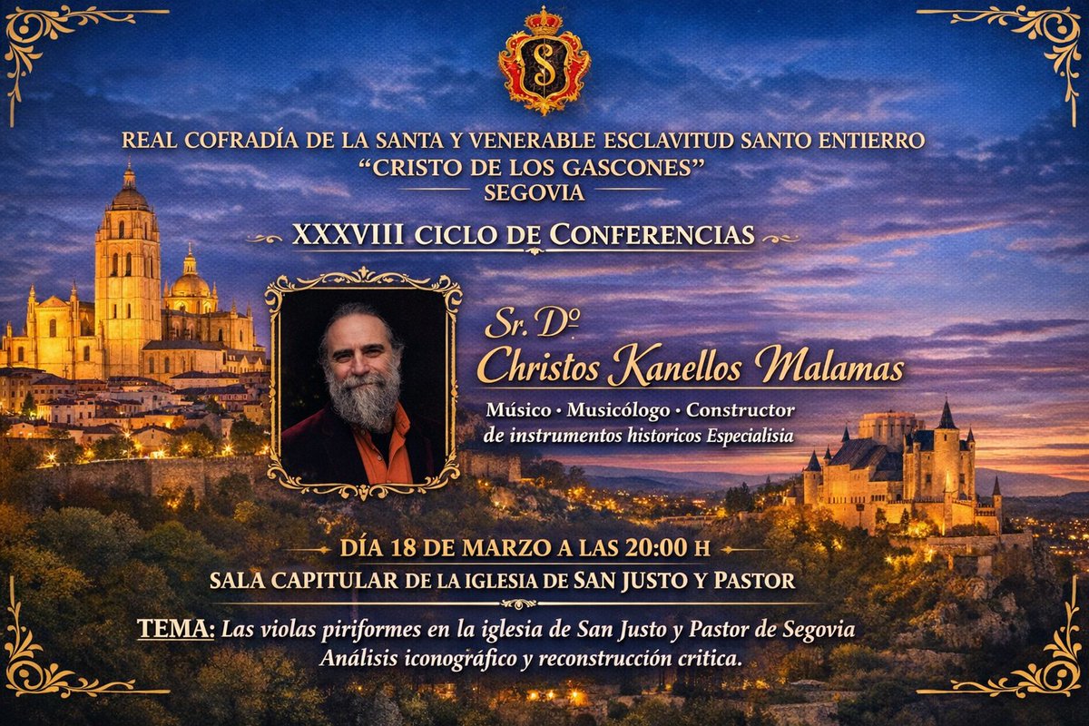 CGascones's tweet photo. XXXVIII  Ciclo de Conferencias Cristo de los Gascones. Mañana día 18 a las 20 h. en la Sala Capitular de la Cofradia en la Iglesia de San Justo. Entrada libre hasta completar aforo. https://t.co/4wQwSfs6v3
