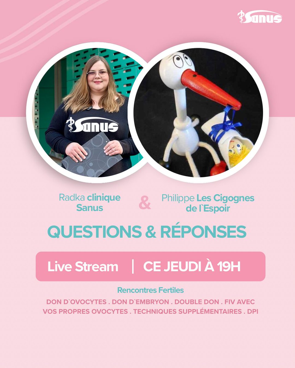 cigognesespoir's tweet photo. live de présentation de la clinique de #fertilité Sanus sur instagram jeudi 19 mars 19 H https://t.co/eXpWWZaYhA #PMA #Infertilité #DonDOvocytes #dondovocytes #desirdenfant #fiv #fivette #fecondationinvitro #cliniquefertilité #PMAàlétranger #ParcoursPMA #essaibebe https://t.co/kxK8rIQhRA