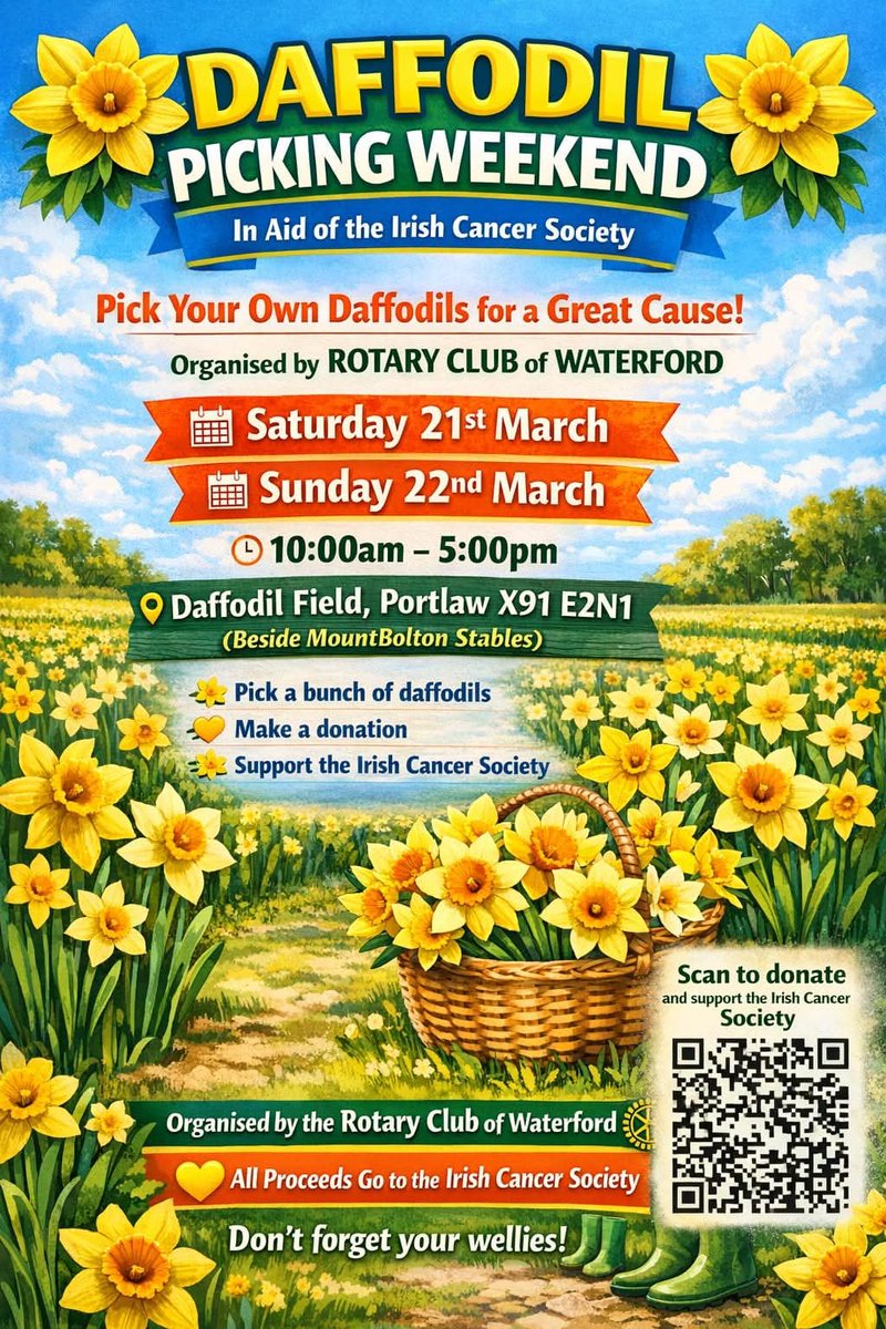 rotaryirl's tweet photo. The Waterford Rotary Club is organising a fundraiser for the Irish Cancer Society this weekend. If you are nearby, please come along. You can also donate by scanning the QR code below. See you there. https://t.co/mXU5mX3H5v