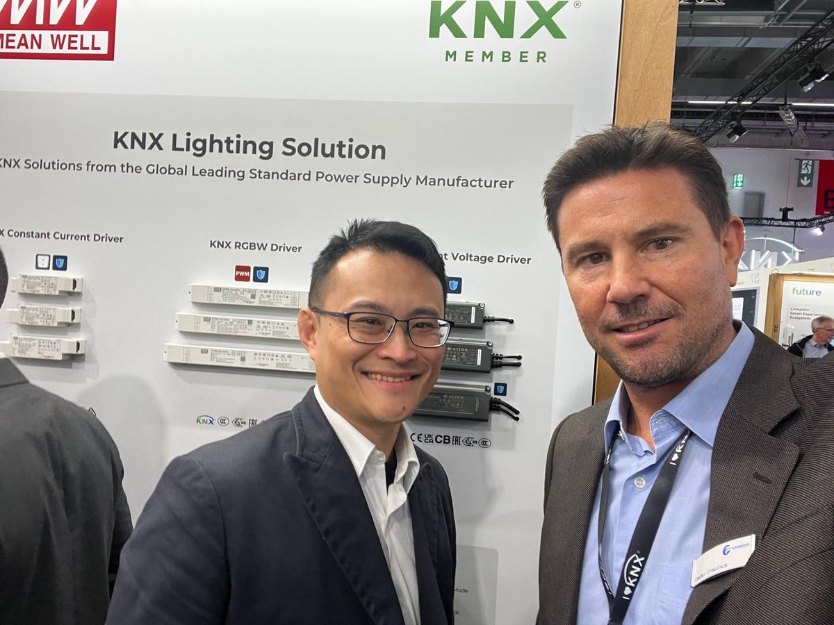 FuturasmusGroup's tweet image. At the MEAN WELL EUROPE N.V. booth we saw how the company is evolving from a power supply leader to a complete KNX solution provider.

#KNX #LightAndBuilding #MeanWell #SmartLighting #BuildingAutomation