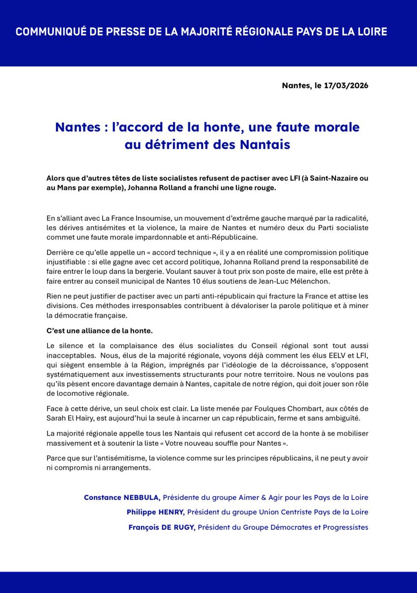C_Nebbula's tweet photo. 🔵 Rien ne peut justifier de pactiser avec un parti anti-républicain qui fracture la France et attise les divisions. Ces méthodes irresponsables contribuent à dévaloriser la parole politique et à miner la démocratie française. https://t.co/jWVIN0oSjR