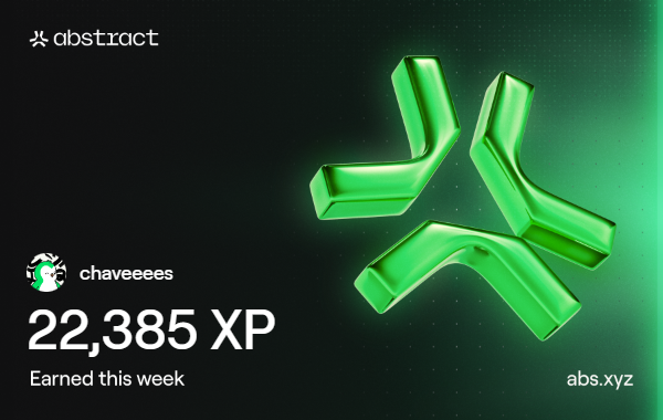 I just earned 22,385 XP on <a href="/AbstractChain/">Abstract</a>! 🎉 

Starting slowly, but we'll go far.

<a href="/AbstractChain/">Abstract</a> give me some boost please, I've never asked you for anything 😅