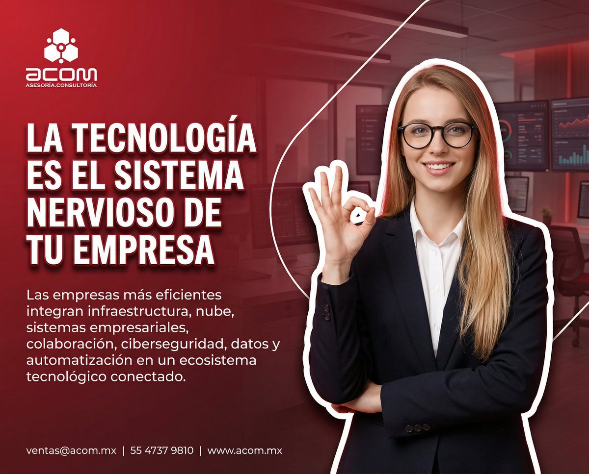 ACOMENLINEA's tweet photo. 🌐Una empresa moderna funciona con un ecosistema tecnológico integrado. Cuando todo se conecta, la tecnología deja de ser soporte y se vuelve motor de crecimiento.

📲 Contáctanos. Tenemos la solución que tu empresa necesita.

#InfraestructuraTecnologica #TransformacionDigital https://t.co/p0ygSPV5HF