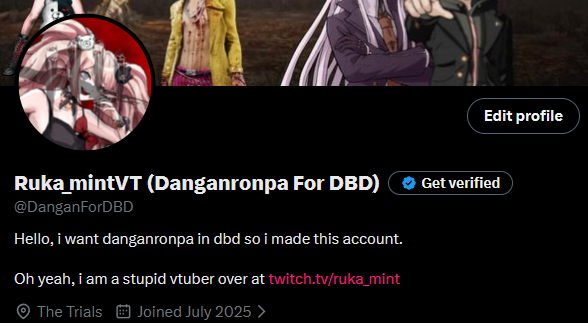 Ruka_mintVT (Danganronpa For DBD) tweet media
