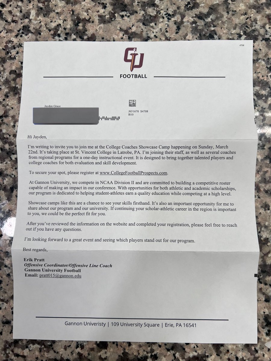 AmazingjaydenG's tweet photo. Thanks for the invitation for the showcase Coach Pratt from Gannon university !! I look forward to meeting you @CoachEPratt https://t.co/FF2fUxxsdJ
