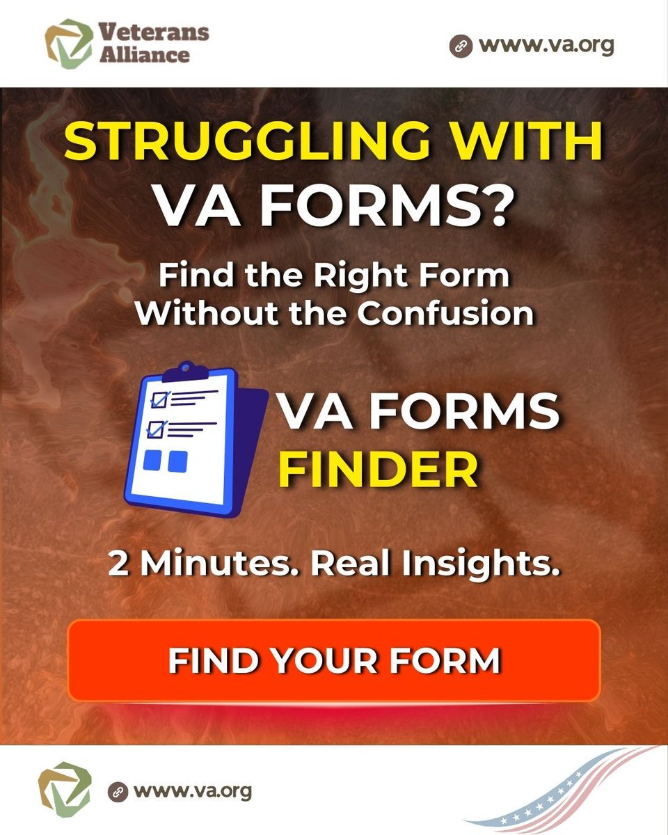 VeteranSupport9's tweet photo. VA forms can be confusing — and choosing the wrong one can delay your entire process.

Less confusion. Faster progress.

Find your form here:
https://t.co/N9h72MLPxI

#VeteransAlliance #VAForms #VeteranSupport #VeteranBenefits #VA #VAorg #SupportVeterans https://t.co/V7JcIH8iK0
