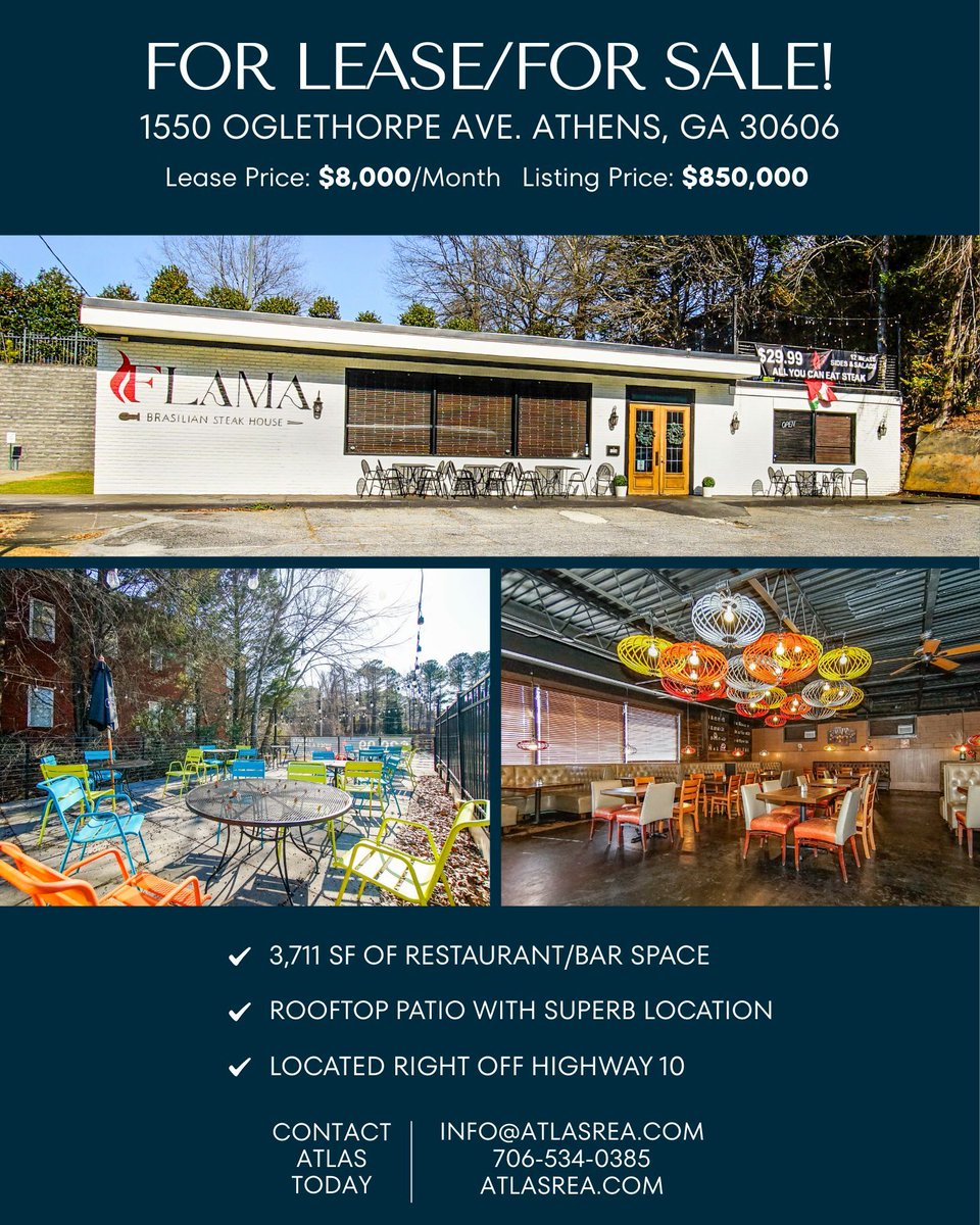 AtlasAthens's tweet photo. New opportunity just off Loop 10: this 3,711 SF freestanding building is positioned along a high-traffic corridor with frontage on Oglethorpe Ave. Contact Atlas today to learn more!

#AthensGA #CommercialRealEstate #RestaurantOpportunity #CRE #AthensRealEstate #GeorgiaCRE https://t.co/SZ3bIvlh2R