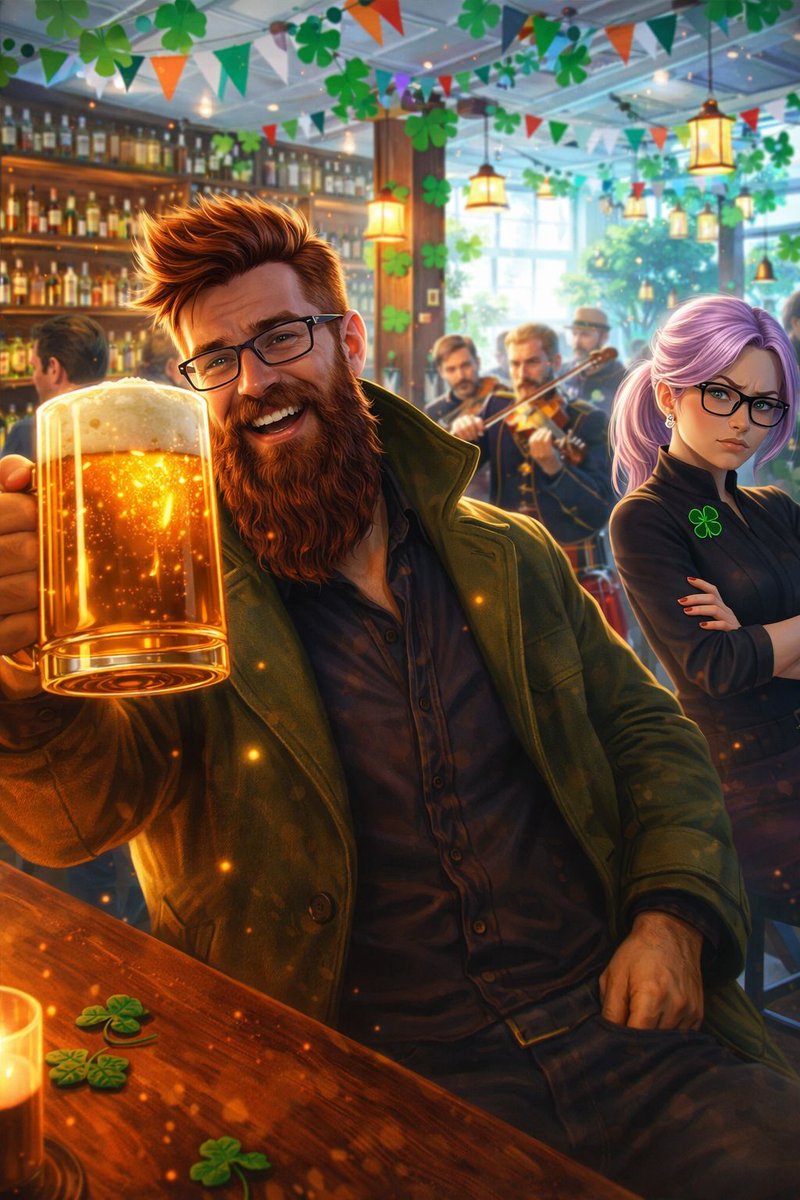 JohnHeatz's tweet image. Hay días para salvar el mundo…
y días para simplemente disfrutar una buena cerveza. 🍀

Algunos celebran con suerte.
Otros con estilo.

(Y algunos bajo supervisión… claramente 👀)

Feliz Saint Patrick’s Day.

#StPatricksDay #jhvisuals #aiart #digitalart #johnheatz #costarica