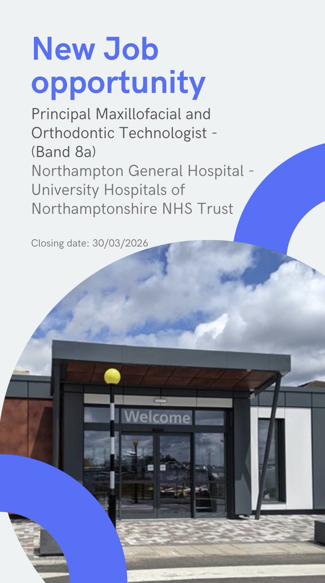 IMPT_news's tweet photo. Job Vacancy: An exciting opportunity for a Principal Maxillofacial and Orthodontic Technologist (Band 8a) has become available at Northampton General Hospital. For more information - https://t.co/nKoW324Hod https://t.co/7gWh59DojG