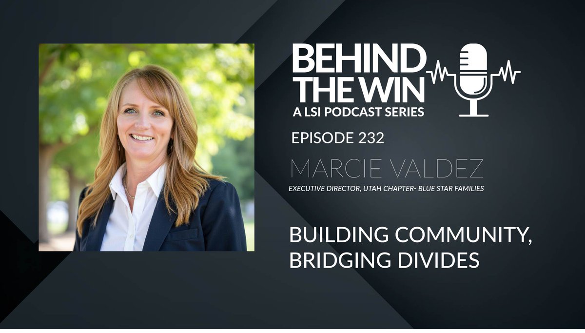 LSIwins's tweet photo. 🎙 New Episode — Behind the Win

Episode 232 is now live.

Marcie Valdez, Executive Director of the Utah Chapter of Blue Star Families, joins us to talk about building community and bridging divides.

Listen now: https://t.co/XbTeeR93Da

#BehindTheWin #MilitaryFamilies https://t.co/z8WtRtMNe8