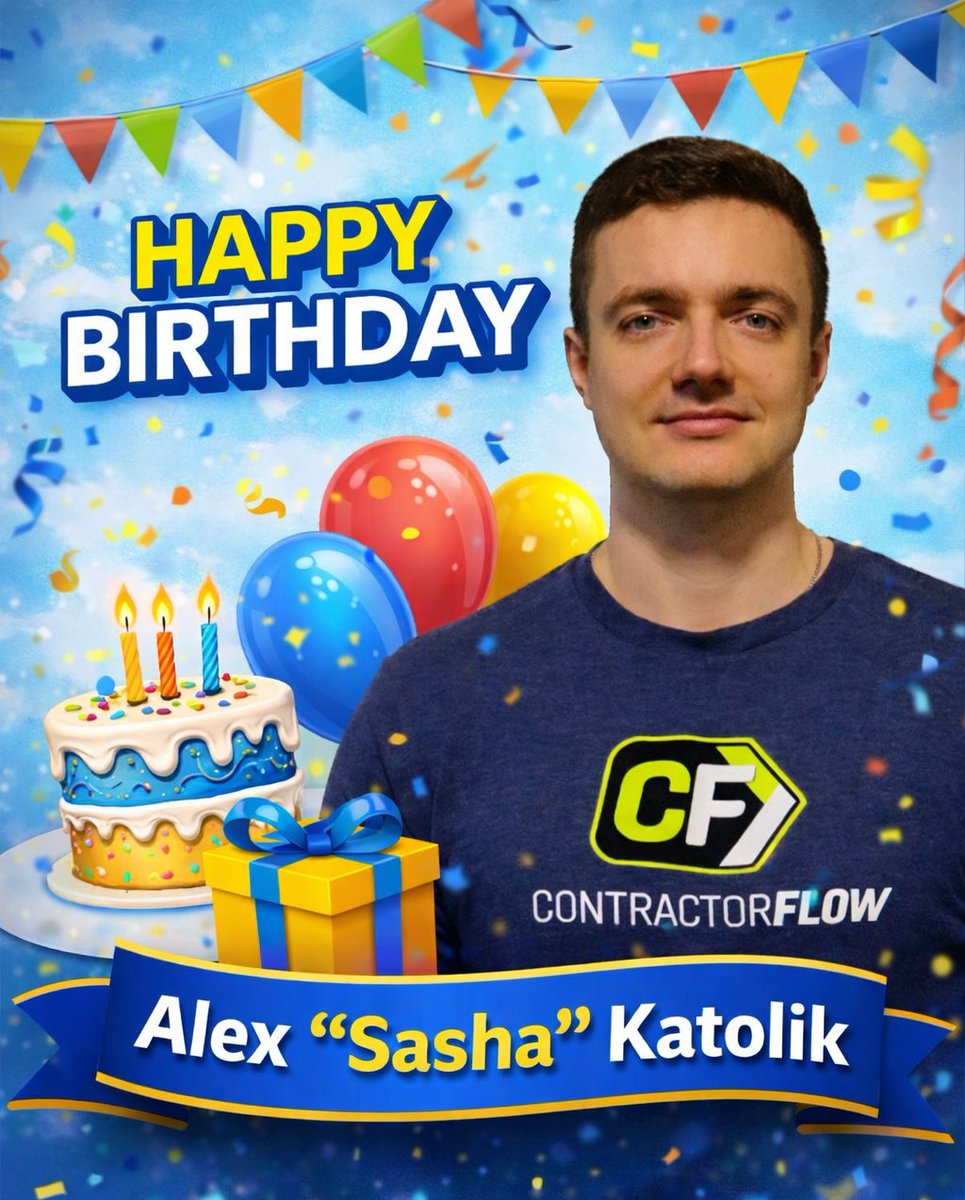 FlowContractor1's tweet photo. 🎉🎂 Happy Birthday, Alex “Sasha” Katolik! 🎂🎉

Your expertise, dedication, and innovative thinking as Lead Developer for ContractorFlow continue to push our team forward every day. We’re truly grateful for the hard work, leadership, and passion you bring to everything you do. https://t.co/4ZcyXE37MT