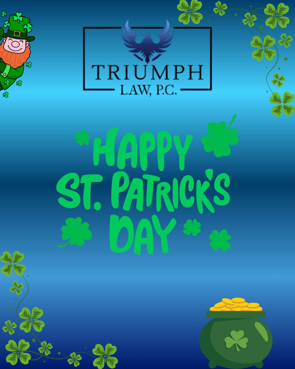 triumphlawpc's tweet photo. Happy St. Patrick’s Day from Triumph Law ☘️  
May your luck be strong, your celebrations safe… and if luck runs out, you know who to call. 

#triumphlaw #personalinjury #sacramento #losangeles #sandiego https://t.co/ZTB6LMyc5t