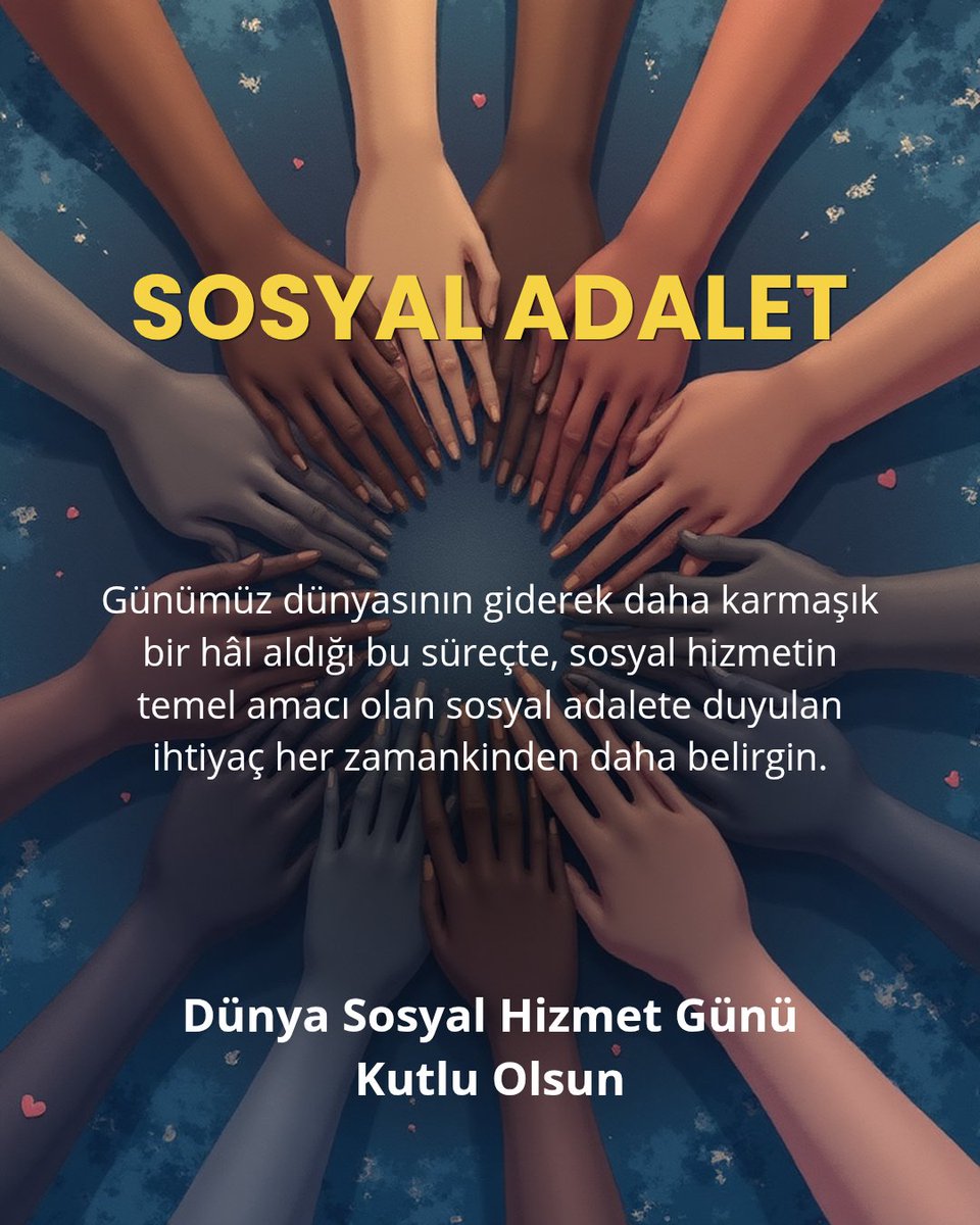 muratcaydocdr's tweet image. Günümüz dünyasının giderek daha karmaşık bir hâl aldığı bu süreçte, sosyal hizmetin temel amacı olan sosyal adalete duyulan ihtiyaç her zamankinden daha belirgin. 
Dünya Sosyal Hizmet Günümüz kutlu olsun.
#worldsocialworkday #socialwork #sosyalhizmet #WSWD26