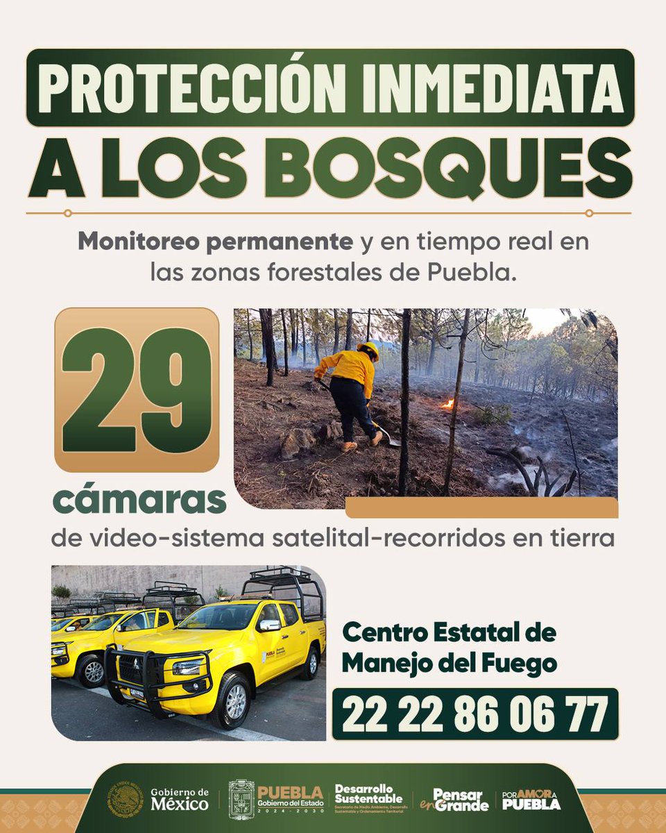 🛡️🌎 ¡El <a href="/Gob_Puebla/">Gobierno de Puebla</a>  no baja la guardia frente a las amenazas forestales!

🎛️📡 Mantenemos monitoreo permanente y en tiempo real de las zonas forestales del estado, a través del Centro Estatal de Manejo del Fuego.

🌎❤️ #PensarEnGrande es actuar de manera oportuna y prevenir