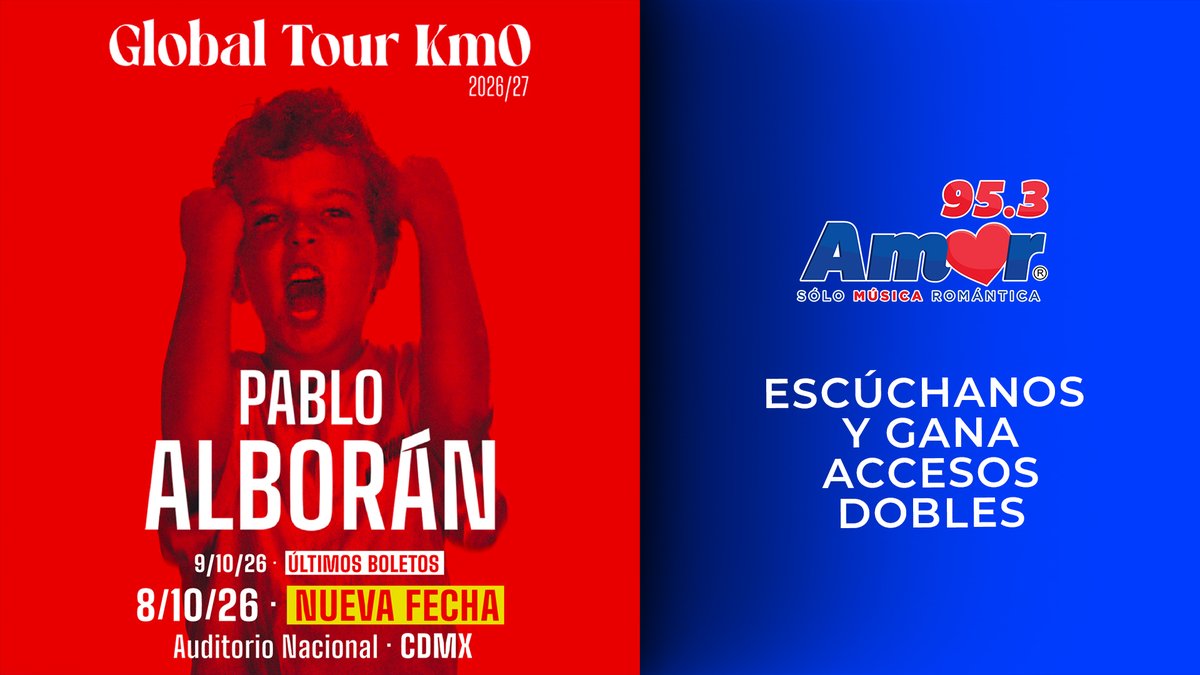 AmorEnTuRadio's tweet photo. #CDMX ¡Estamos felices! 💖@pabloalboran regresará a México como parte de su #GlobalTourKM0! 🎤 🎶 

🎟️ Regístrate y participa por tus boletos: https://t.co/ilHzK67zf7 https://t.co/KDD5Lf90T0