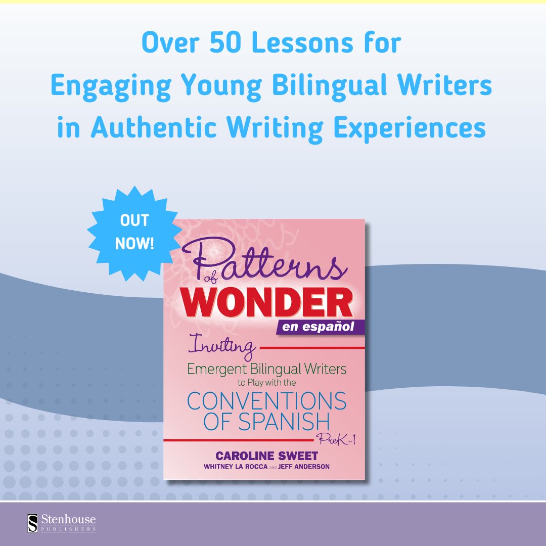 stenhousepub's tweet photo. Looking to support young bilingual writers in Spanish? Patterns of Wonder en español is here! 🎈 🎉 This resource includes:
🎁 A focus on oral language, illustrating, &amp; writing
🎁 Over 100 culturally &amp; linguistically diverse picture book recommendations
🎁 56 ready-to-go lessons https://t.co/yNItTDwfvc
