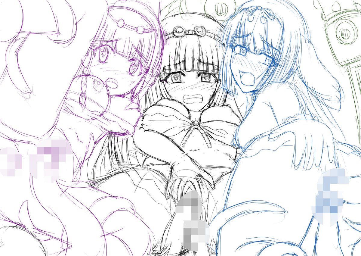 【ラフ NSFW 異種姦】前々から描きたかった、けものフレンズのマーメイド戦士達の異種姦絵をこんな感じで行こうと思う。 