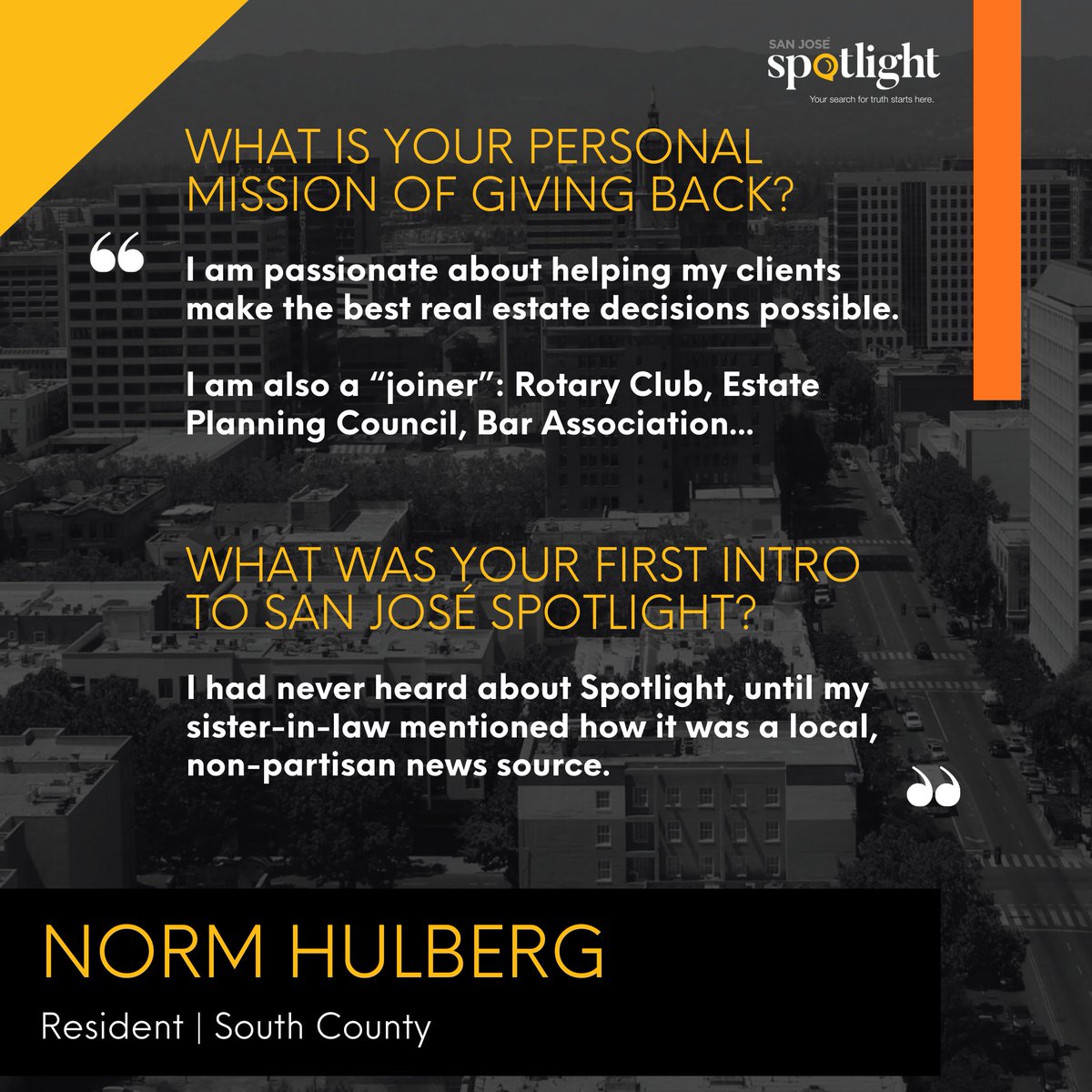 SJSpotlight's tweet image. Our award-winning reporting is made possible because of community support. Read why Norm Hulberg believes in a strong local news ecosystem. 🏢📝

#SanJoseSpotlight, #IgniteEngageStrengthen, #SiliconValley, #SantaClaraCounty, #LocalNews