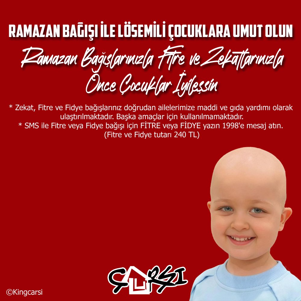 KingcArsi's tweet photo. #Ramazan Bağışlarınızla Fitre ve Zekatlarınızla
#ÖnceÇocuklarİyileşsin  

https://t.co/tGbiRSn25S

@losev1998 https://t.co/zCn3ktR1tz