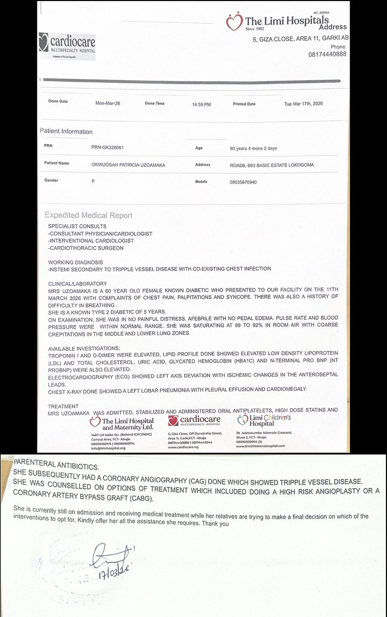 I_Am_marwa's tweet photo. With a very heavy heart, we are reaching out to ask for help.

A dear friend’s mother is currently battling a serious heart condition and urgently needs a life-saving heart surgery.

Account Name: Onyeka Okwuosah
Account Number: 2068008644
Bank: UBA https://t.co/JqB5f9HRWJ