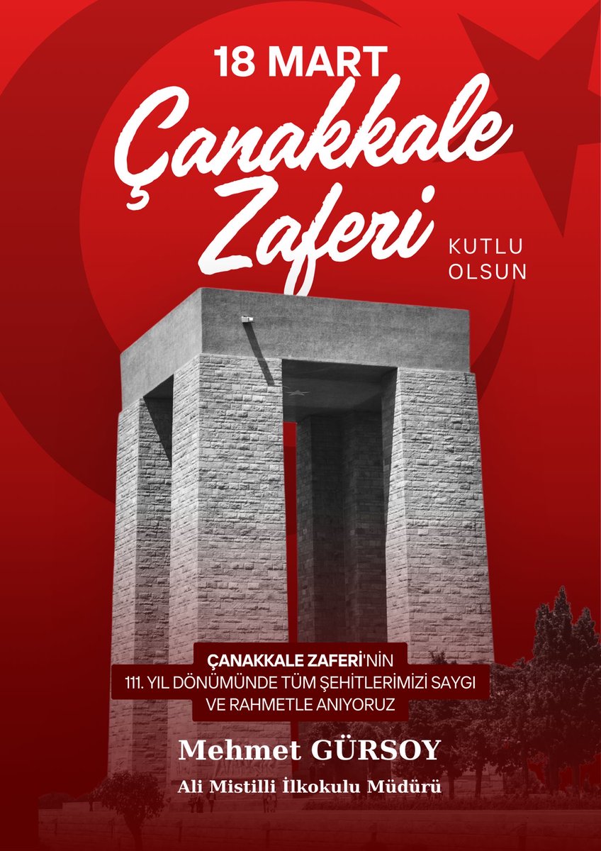 alimistilli's tweet photo. “18 Mart; toprağa düşenlerin sadece canlarını değil, bir milletin geleceğini de emanet ettiği gündür. Başta Mustafa Kemal Atatürk olmak üzere tüm kahramanlarımızı rahmet, minnet ve saygıyla anıyorum. Ruhları şad olsun 🇹🇷” https://t.co/sdIn5ihPbn