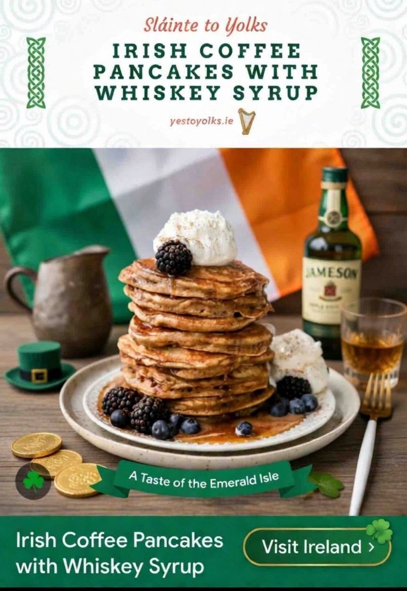 HanyaToderoff's tweet image. 🍀 What will you eat &amp;amp; drink today to celebrate St. Patrick’s Day? 

#Ireland #Pancakes #Whiskey 

@ExiledPaddy62 @ChrisDo80078864 @paul_irish 
@IrishTimes 
@Irishx__ 
@Independent_ie  
@irish