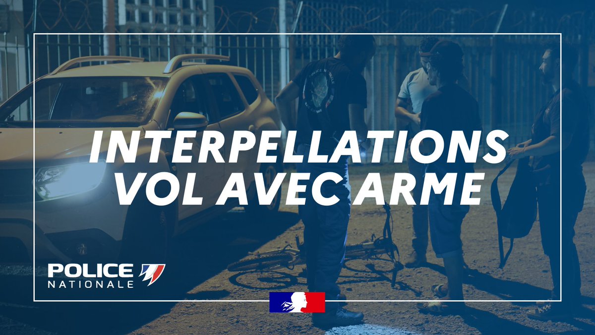PoliceNat973's tweet image. #Interpellations | 🚨 Dans la nuit de lundi à mardi, les #Policiers de la BAC ont procédé à l'interpellation de 2 individus à la suite d'un vol commis sous la menace d'une arme à #Cayenne.
⚖ À l’issue de leur garde à vue, l’un d’eux a été placé en détention provisoire.