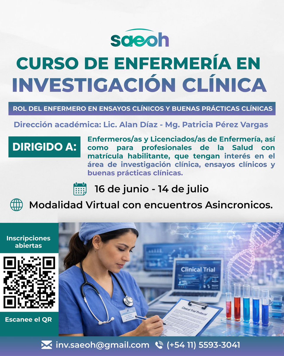 SaeohArg's tweet photo. ¿Cómo inscribirte?
📧 Escribinos a: inv.saeoh@gmail.com
📞 Consultas por WhatsApp: (+54 11) 5593-3041
📲 ¡O escaneá el QR de la imagen!
✏️https://t.co/QjaDJsNQxh

¡No pierdas la oportunidad de jerarquizar tu perfil profesional!

#Enfermeria #InvestigacionClinica #Salud #SAEOH https://t.co/uCMN6syg54