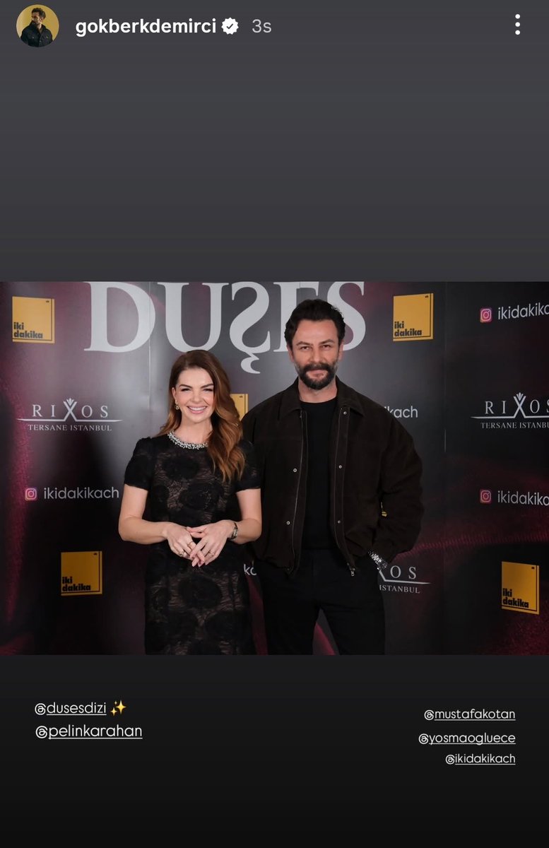 #GökberkDemirci instagram hikaye paylaşımı ❣️💫.

#Düşeş #PelinKarahan