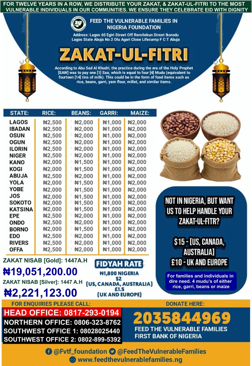 FTVFFoundation's tweet photo. In many homes, Eid approaches with empty kitchens &amp; worried hearts. But when Zakat-ul-Fitr arrives, the atmosphere changes — sadness turns to relief, &amp; despair turns into gratitude to Allah [swt]

Your Sadaqa &amp; Zakat-ul-Fitri reminds those in need that we have not forgotten them https://t.co/MXQbtRqwjC