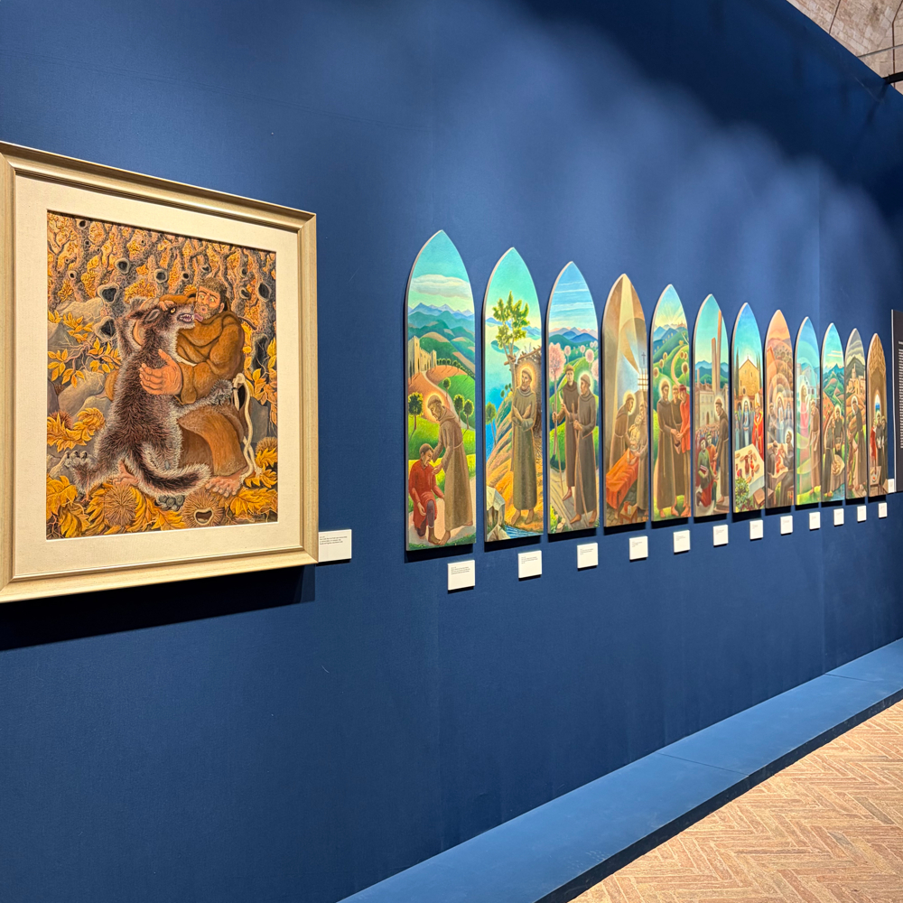 COVILIARTE's tweet photo. => #CasaMuseoCOVILI | #Gubbio, 16/03/2026
 
"Pace  con Frate Lupo" dal ciclo pittorico "Francesco" di #GinoCOVILI in  esposizione al Palazzo dei Consoli di Gubbio (PG), nella mostra  collettiva internazionale "Francesco e Frate Lupo"...

#COVILI - #Arte - #Mostre - #SanFrancesco https://t.co/wVszoxCIik