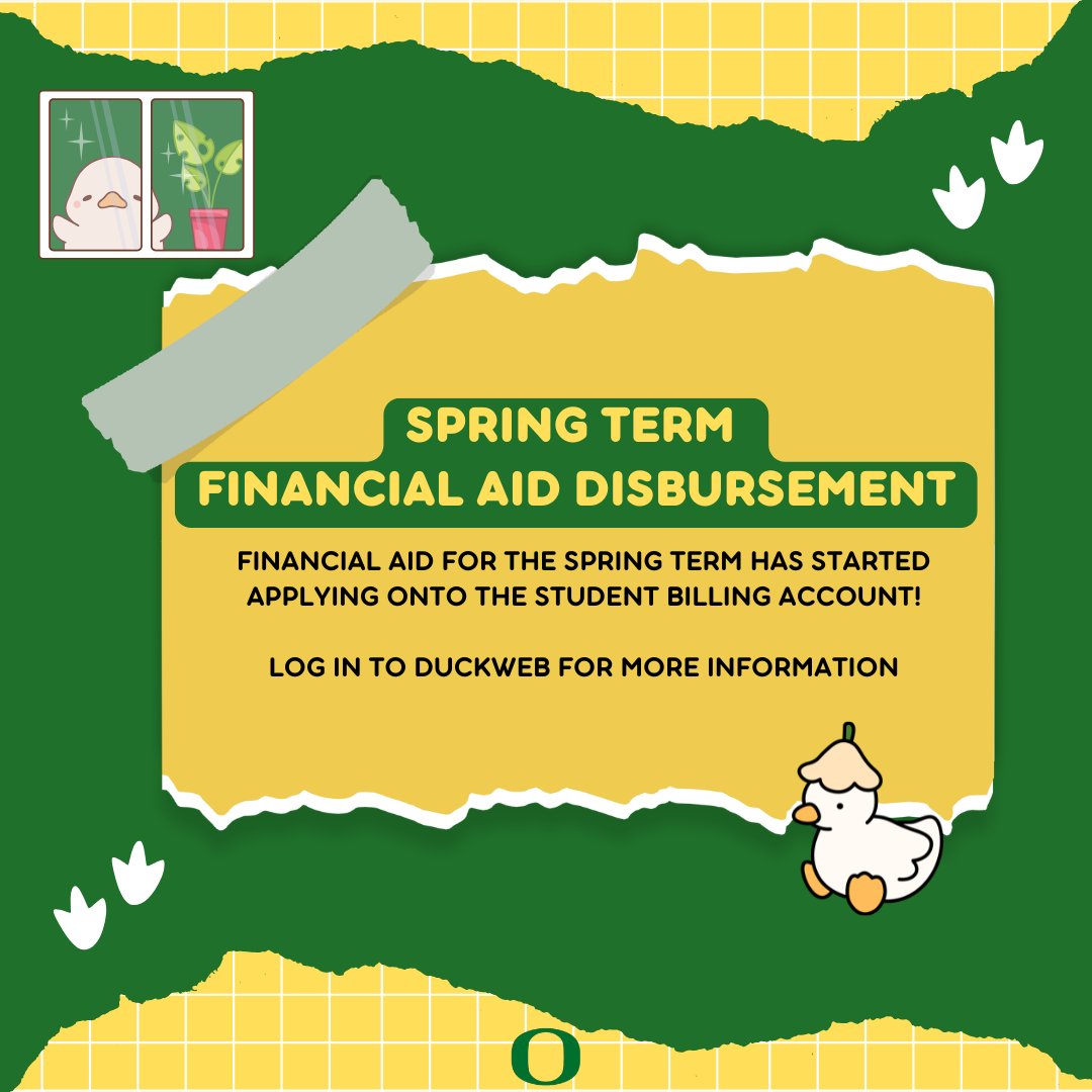 UOregonFinAid's tweet image. ✅Su ayuda financiera para el trimestre de primavera ha sido aplicada. Por favor, tómese un momento para revisar su cuenta y asegurarse de que todo esté correcto. Si tiene alguna pregunta, por favor comuníquese con nuestra oficina. #uoregon #OSFAS