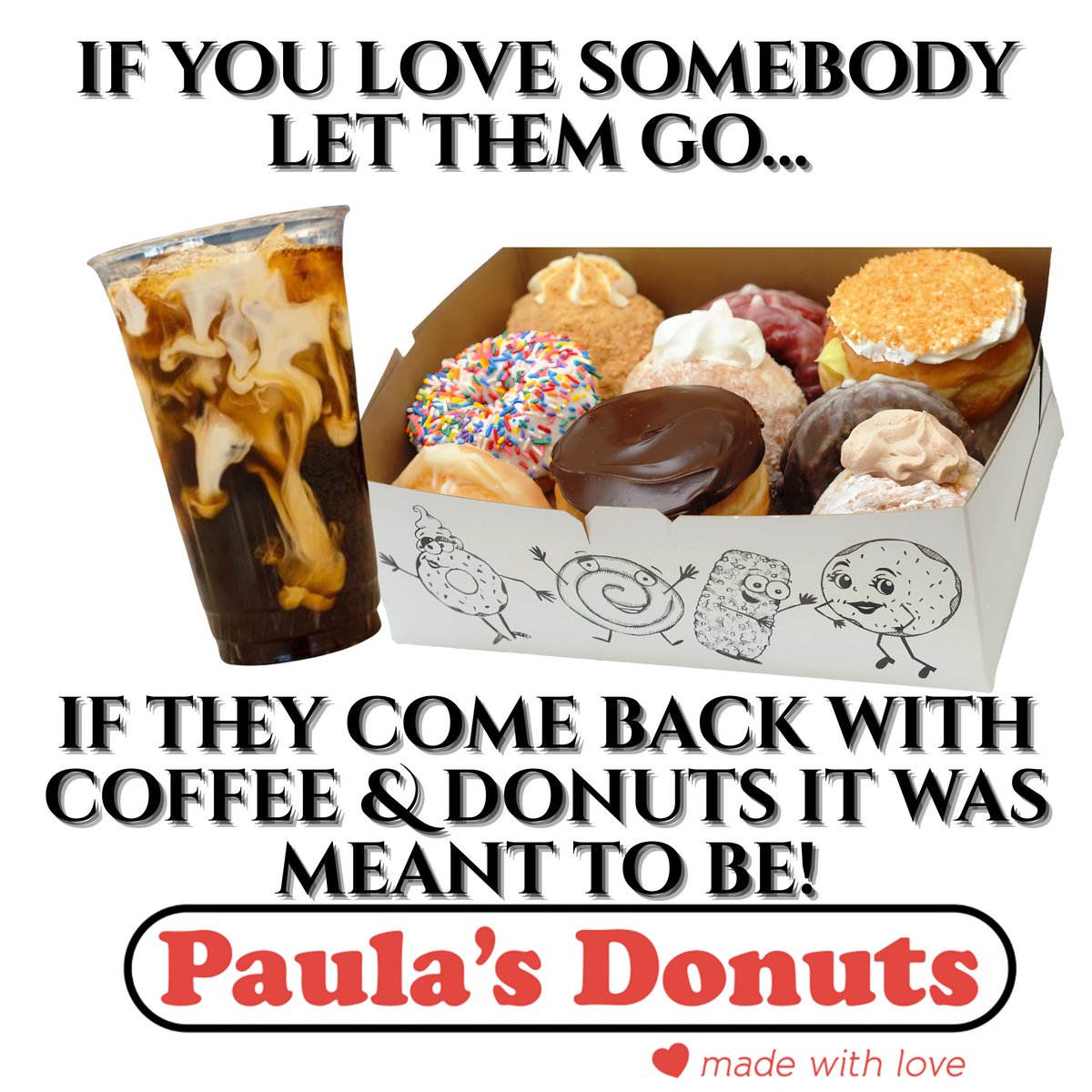 PaulasDonuts's tweet photo. Exactly! 😂🍩☕🍩
Happy Saturday morning!! We have FASTNACHTS!

Order online for a quick pick-up: https://t.co/g5NVtQcarW

#cherrydonut #fastnachts #wildberry #hotchocolate #chocolate #peanutbutter #redvelvet #saturdayvibes #coffee #donuts #breakfastsandwich #icedcapp #frozendrinks #boba #peanutbutter #chocolate #strawberry #raspberry #cherry #apple #BestDealInTown