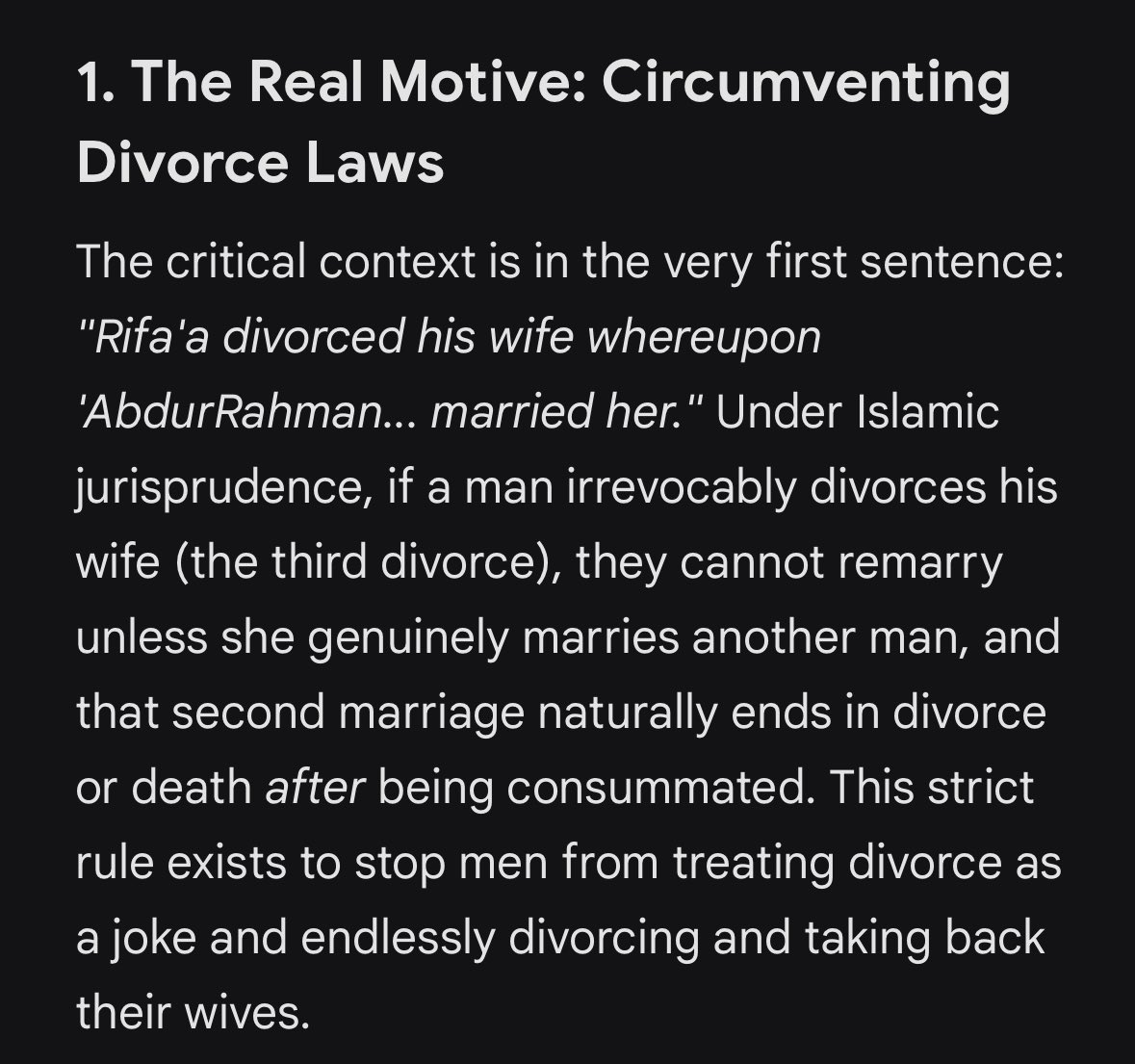 omaralhamrawy's tweet photo. @VMM_252 @sammieking77 @chixxsays Classic half argument.
Did you even read it fully..

You cropped the context. She lied about abuse and impotence to fake an annulment and return to her ex. The Prophet caught her fraud when the husband proved his virility. He was shutting down a legal scam, not endorsing abuse. https://t.co/sdZtMttdiS