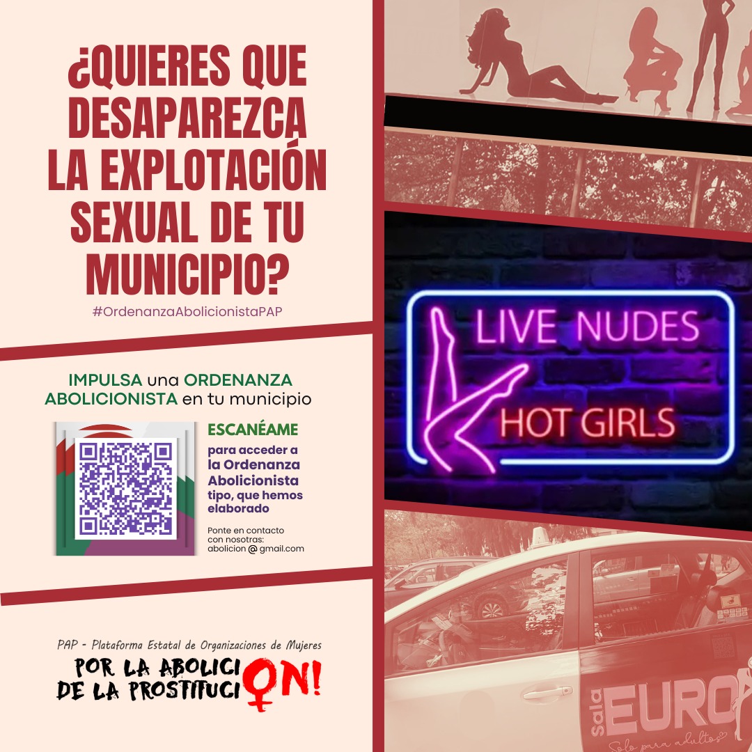 AndereakDurango's tweet image. Prostituzioa EZ da "sexu-lana", trukagarriak diren eta gizatasunik ez duten emakumeen sexu-esplotazioa baizik
❗ BULTZATU ordenantza abolizionista bat zure udalerrian❗Eskaneatu @Abolicion_Prost proiektua eta #LOASP irakurtzeko prostituzio sistemaren morrontzarekin amaitzeko