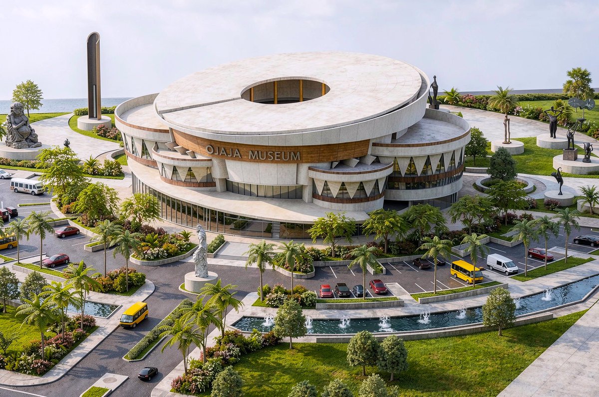 visualsbyjohn_'s tweet photo. My 3rd design project as a Part 4 Architecture Student

• Brief: OJAJA MUSEUM OF ARTS AND CULTURE, Ile-Ife.
• 3 weeks, Group project.

1. 3D close-up render
2. Aerial Perspective
3. Site Plan
4. Conceptual development

What does the building look like to you? https://t.co/nzDufWPRhn
