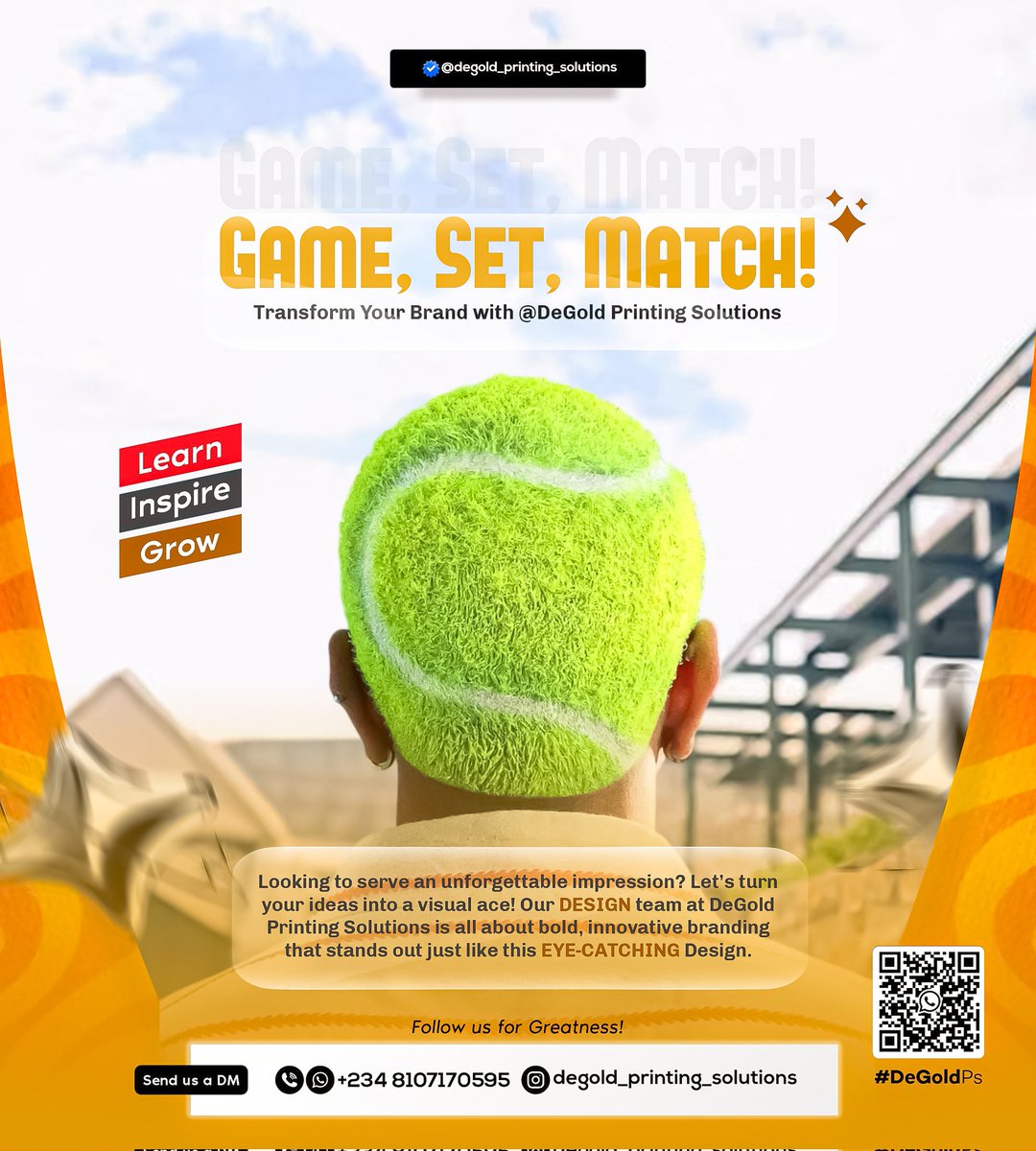 DeGoldGraphics's tweet photo. Game. Set. Match. 🎾
Your brand deserves to stand out—and that’s exactly what we deliver at DeGold Printing Solutions. From bold concepts to eye-catching designs, we turn your ideas into visuals that win attention and drive results.
Ready to serve greatness https://t.co/05GBmhGArt