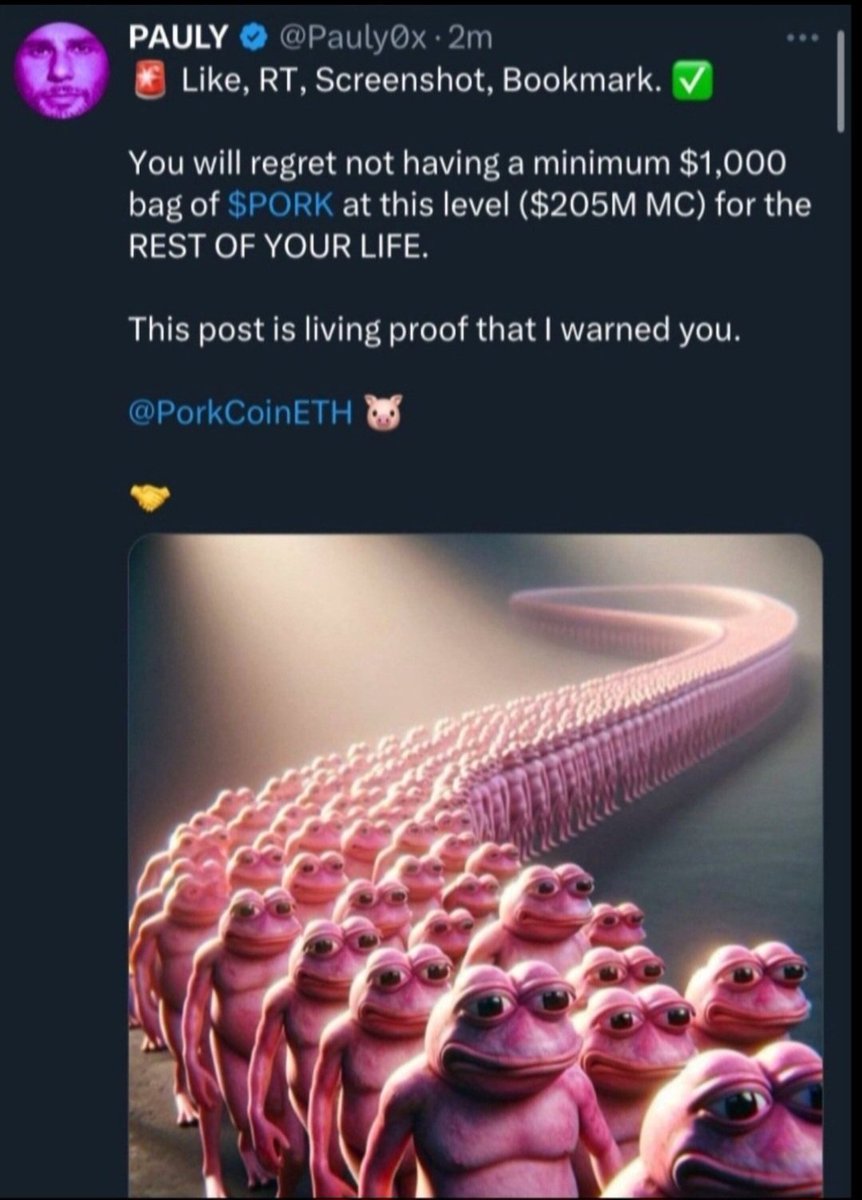 Is today the day for the famous lines Pauly said " ALL AT ONCE" 👀

geoff.ai

$PORK 🐽 to Billions.

$WPOND ⛏️ to Billions.

$PNDC 🟩 to Billions.