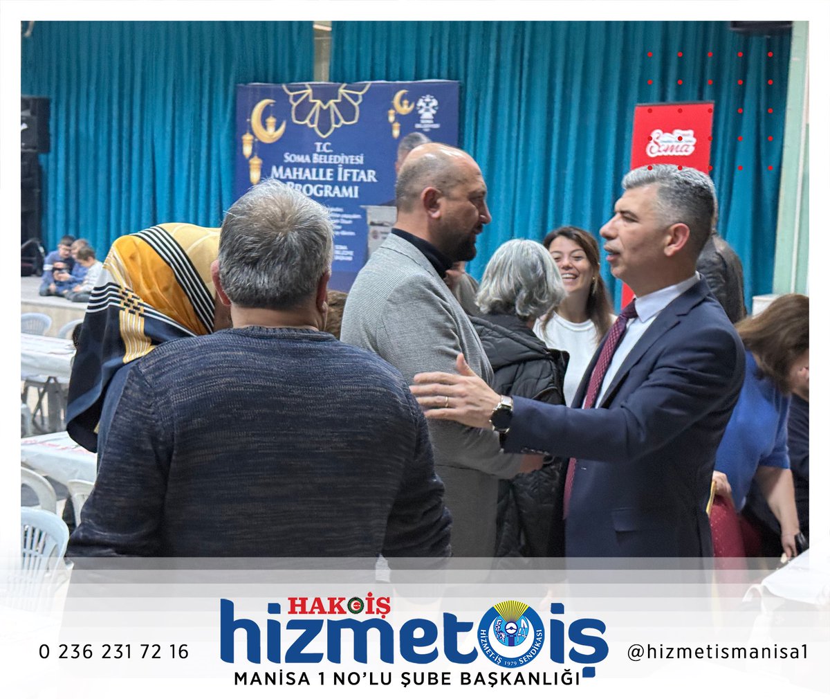 hizmetismanisa's tweet photo. Soma Belediye Başkanlığımızın iftar programına katıldık.
Soma Belediye Başkanımız Sayın Sercan Okur’un Belediye çalışanları için vermiş olduğu iftar programına katılım sağladık.
#Hakis #Hizmetis #Somabelediyesi #Soma https://t.co/owZMXftA5Q
