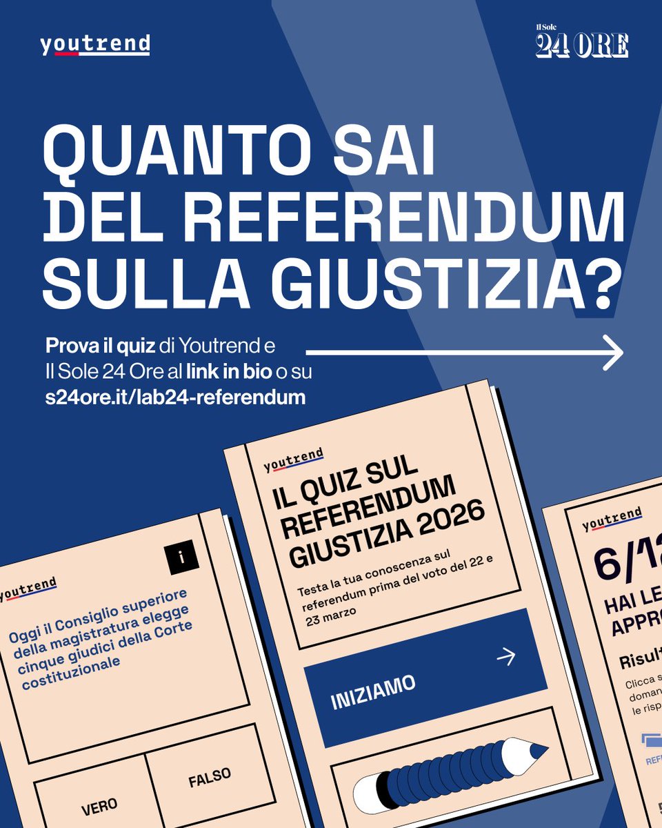 you_trend's tweet photo. Quanto sai del referendum costituzionale del 22-23 marzo? Prova il quiz di Youtrend e Sole 24 Ore su https://t.co/vmfUrgI5FP e testa la  tua conoscenza! https://t.co/P30C1keU0j