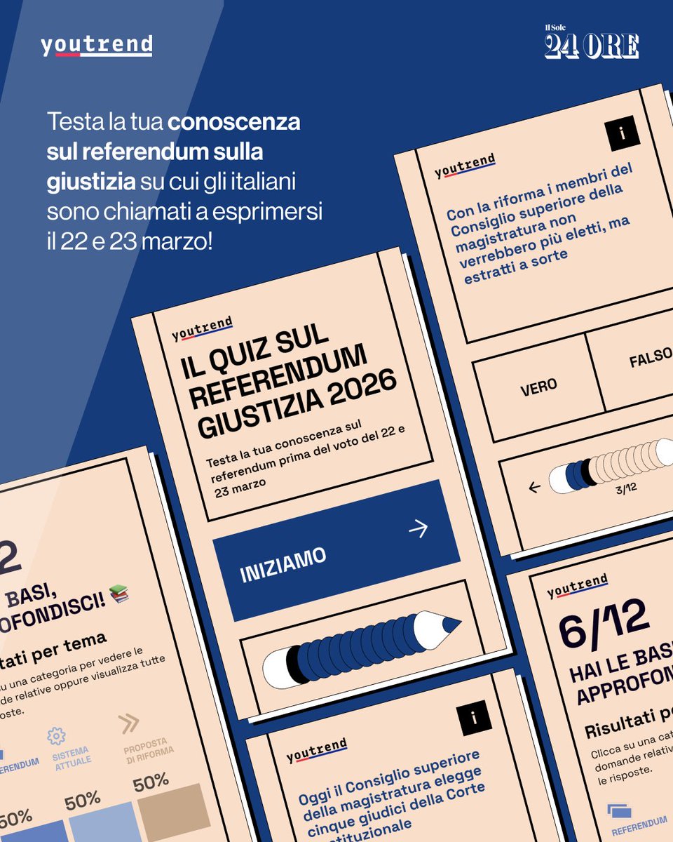 you_trend's tweet photo. Quanto sai del referendum costituzionale del 22-23 marzo? Prova il quiz di Youtrend e Sole 24 Ore su https://t.co/vmfUrgI5FP e testa la  tua conoscenza! https://t.co/P30C1keU0j