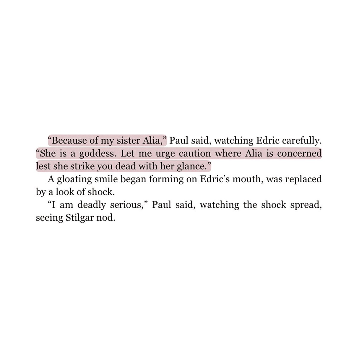 thinkeralia's tweet photo. “without the sacred melange muad’dib would not have become leader of all fremen. without her holy experience alia would not be alia.” https://t.co/Rxt1LY0csK