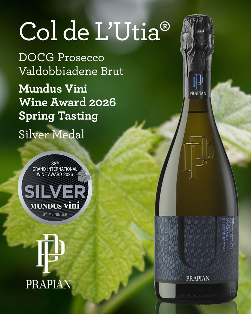PrapianS's tweet photo. 🥈 Il nostro COL DE L’UTIA® Prosecco DOCG Brut conquista la Medaglia d’Argento al Mundus Vini Spring Tasting 2026!
Un riconoscimento internazionale alla qualità dei nostri vigneti di Tarzo. 🍇✨

#MundusVini #ColDeLUtia #Prapian #ProseccoDOCG #SilverMedal https://t.co/coKCTVhZhH