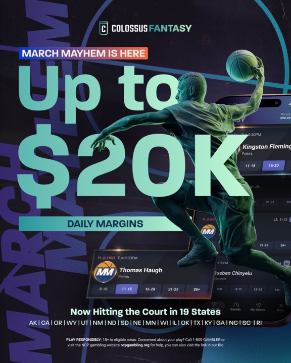 iamyourlibra's tweet photo. $20K margin pool? ๐ Count me in! ๐ค
Join #ColossusFantasy for daily pools & ways to win MASSIVE amounts of money! ๐ฐ
Havenโt joined yet? Sign up! โก๏ธ https://t.co/PNtjn2pBlM https://t.co/53XbRALOnX