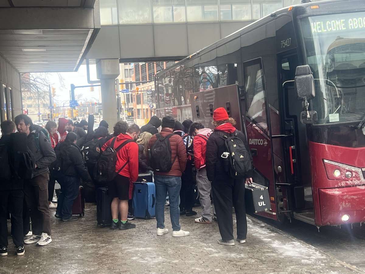 dpbuffalo's tweet photo. The pep band for ⁦@LouisvilleMBB⁩ has arrived in downtown buffalo ⁦@MarchMadnessMBB⁩ https://t.co/0PDX3qos5u