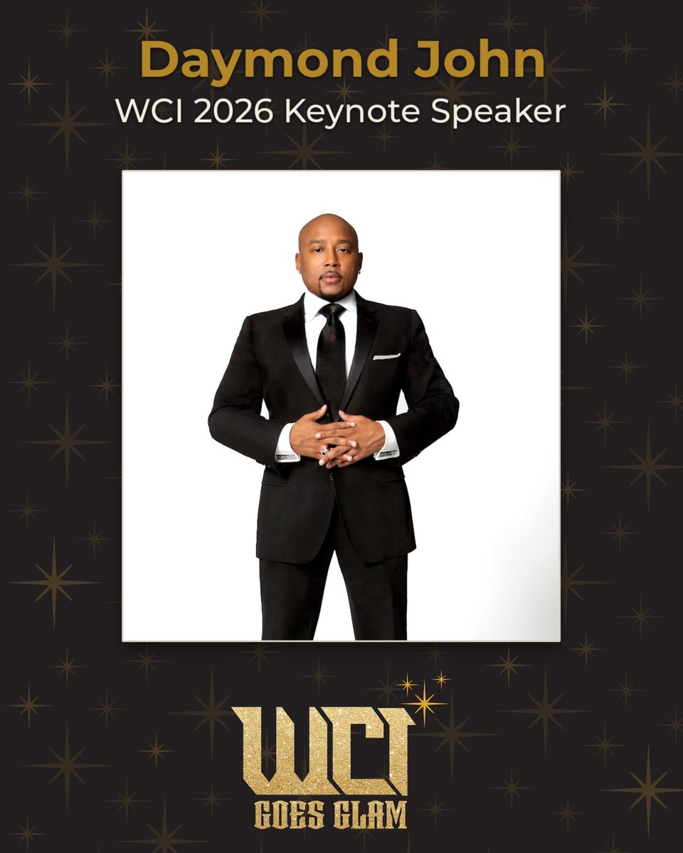 wci360's tweet photo. WCI is excited to welcome Daymond John — Founder &amp; CEO of FUBU and star of ABC’s Shark Tank — as the WCI 2026 Keynote Speaker.

Details: https://t.co/YX1pN9uNwc https://t.co/QG2aPuXk3f