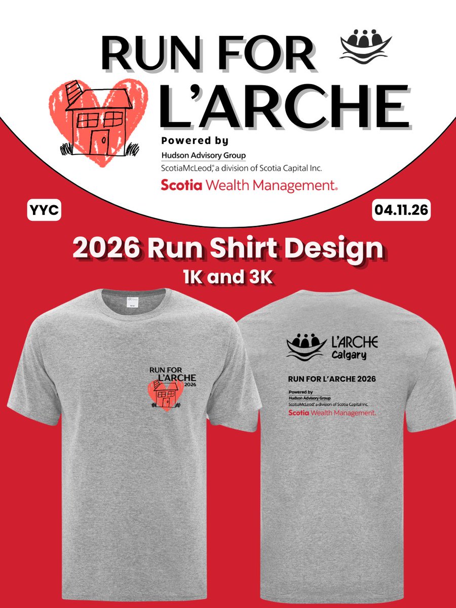 larchecalgary's tweet photo. Big news! We’re excited to unveil the 2026 Run for L’Arche race shirts!
5K, 10K, and Half Marathon participants will receive a long-sleeve performance shirt, while our 1K and 3K runners will get a classic tee.
Registration closes March 31. Sign up through the link in our bio. https://t.co/0SOtlOFnua