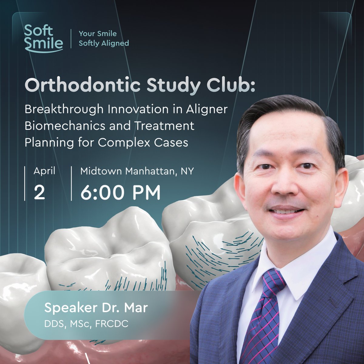 SoftSmileCom's tweet photo. Orthodontic Study Club in New York

Join Dr. Ly Mar (DDS, MSc, FRCDC) on April 2 for an advanced session on aligner biomechanics and treatment planning for complex cases.

📍 38th St, Studio 1401, New York
📅 April 2
🕠 6:00 PM

➡️ Register today: https://t.co/d5hxWlqEcQ https://t.co/sPL5a81wUI