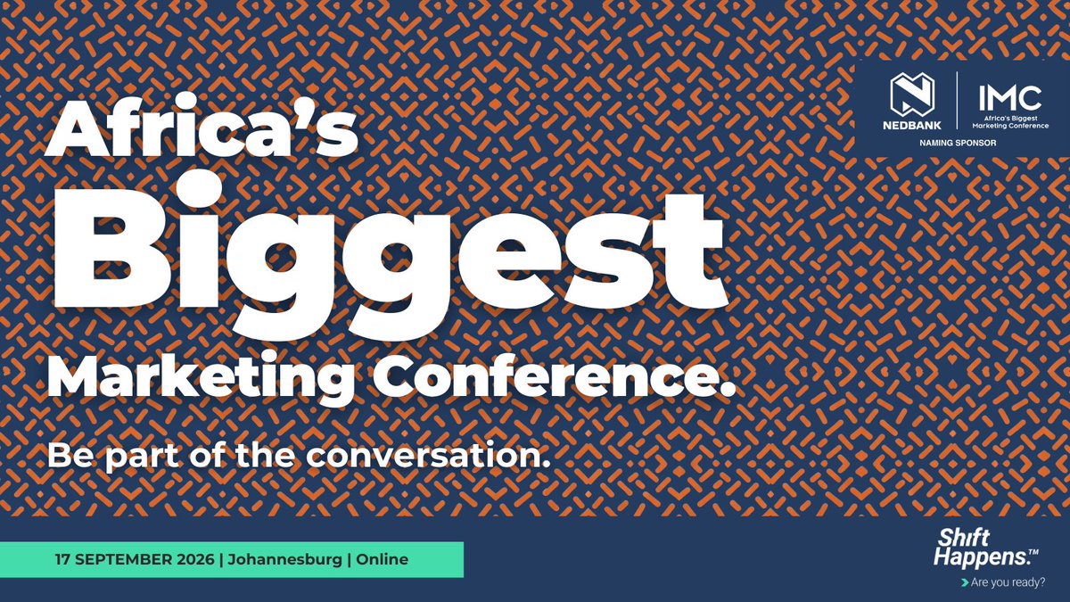 IMCConf's tweet image. One day.
30+ speakers.
No sales pitches.

17 September 2026
Johannesburg or Online

Buy your ticket. bit.ly/4cZWphq

#NedbankIMC2026 #ShiftHappens