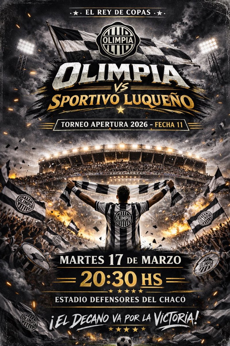 OlimpiaLegasy's tweet photo. 🌟HOY JUEGA OLIMPIA ⚽️
➡️ El Decano recibe a Sportivo Luqueño por la Fecha 11 del Torneo Apertura, desde las 20:30 en el Defensores del Chaco.  

¿Quién se queda con los 3 puntos? 👀
Comentá tu resultado y alentá al Decano 💪 https://t.co/AsQp5FSEzn